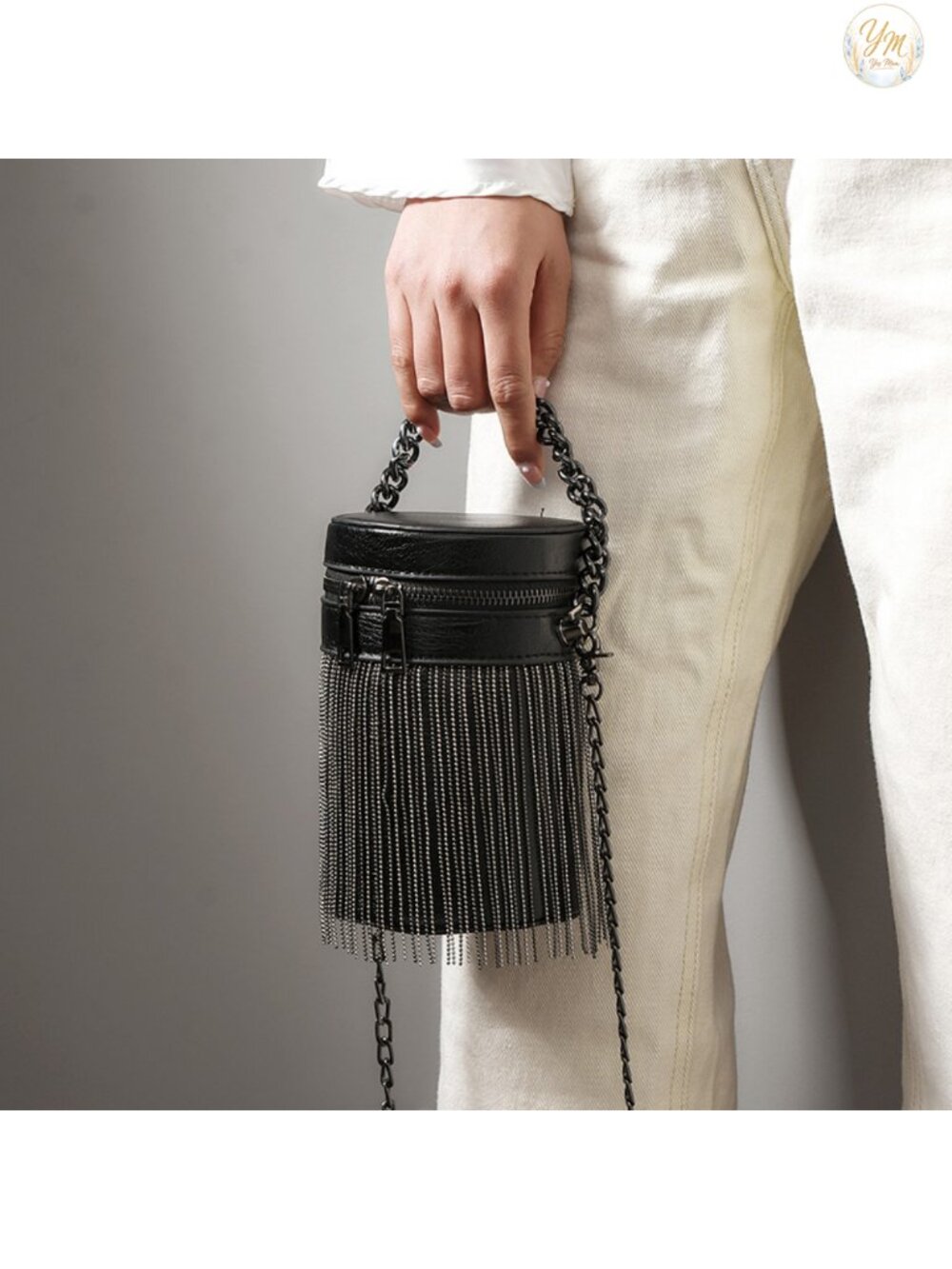 Vegan Leather Y2K Punk Tassel Bucket Bag Gothic Fringe Shoulder Crossbody - Picture 6 of 6